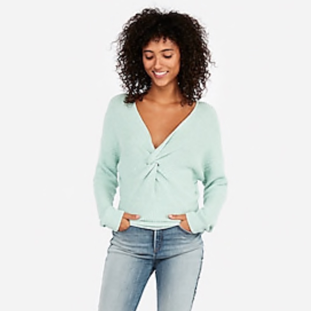 EXPRESS Twist Front V-Neck Sweater